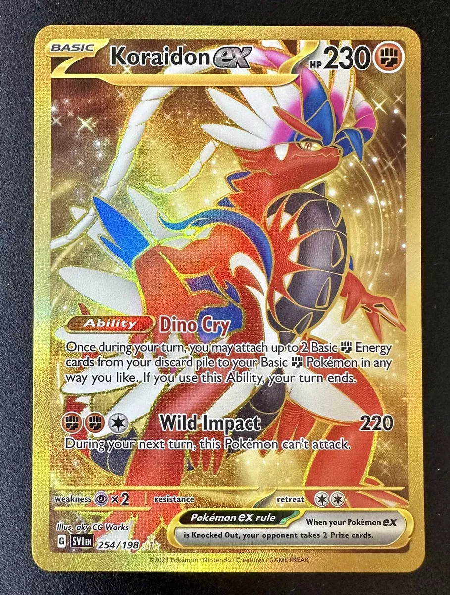 Pokemon Koraidon EX Gold Full Art Secret Rare 254/198 Scarlet and Violet