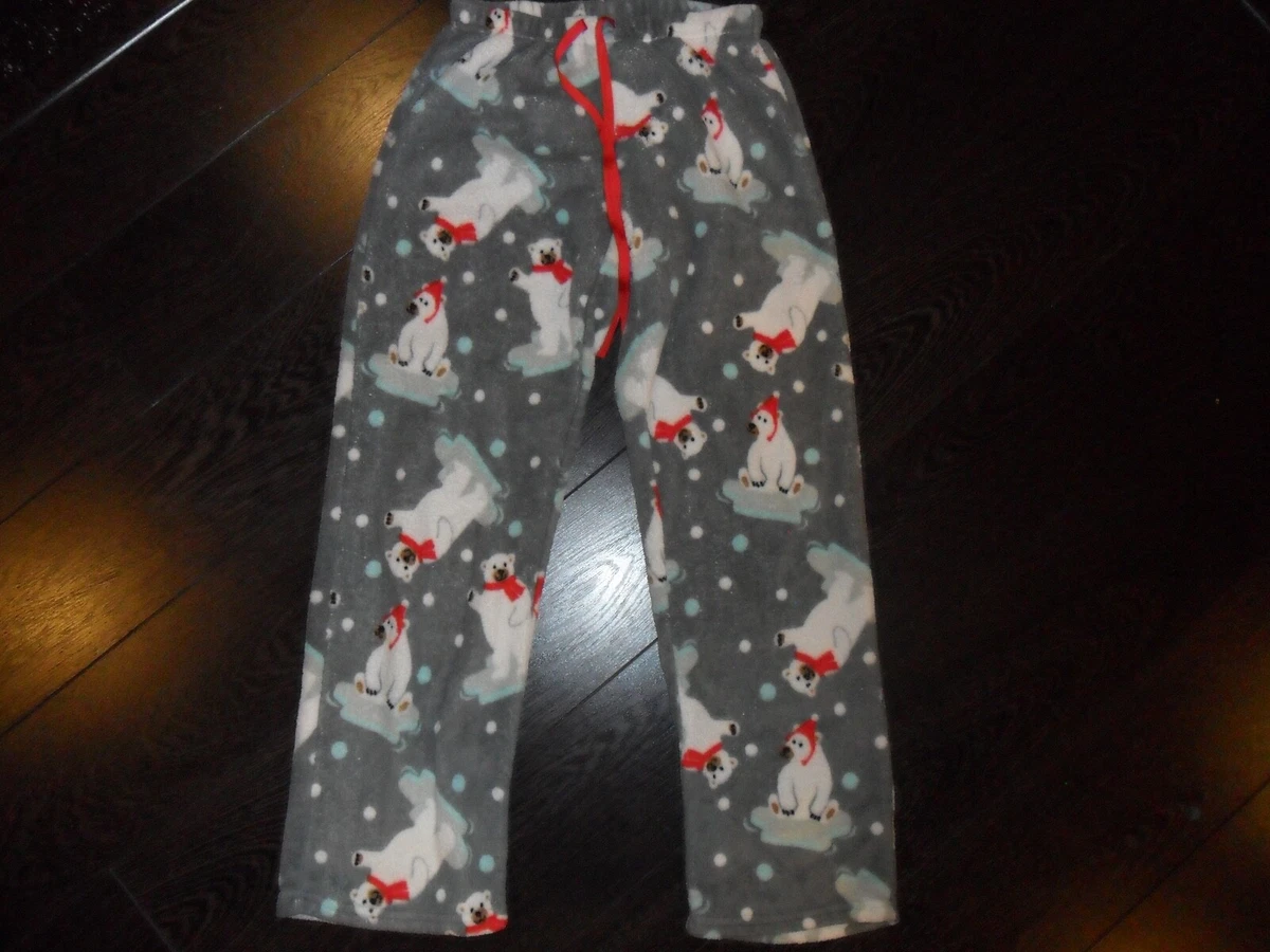 Girls GREY Fleece Polar Bear Print Pajama Pants PJ COUTURE Bottoms S SMALL  YOUTH