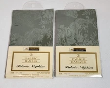 4 Fabric Napkins Damask Green 14"x 14" Better Home Corp New
