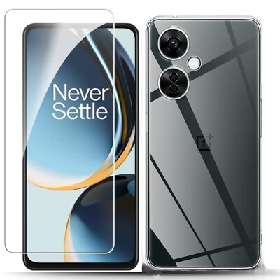 FOR ONEPLUS NORD CE 3 LITE CLEAR CASE + TEMPERED GLASS FILM 1+