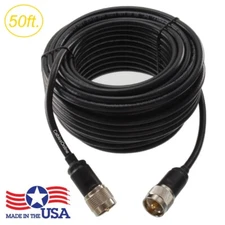 50ft RG8X Coax UHF PL259 Male/Male 50 ohm Antenna Copper Cable, Made-in-the-USA