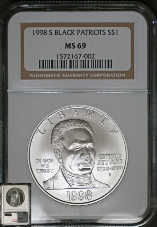 1998-S Black Patriots Commemorative Silver Dollar $1 NGC MS69 - Image 3 of 3