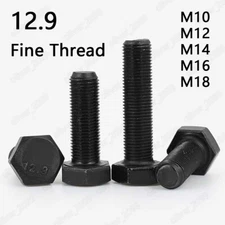 Fine Thread Black 12.9 Steel Hexagon Bolts Hex Head Screws M10 M12 M14 M16 M18