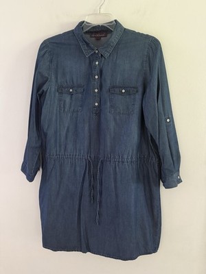 Gloria  Vanderbilt Women s Denim Jeans Like Blue Roll Tab Sleeves Dress Size XL
