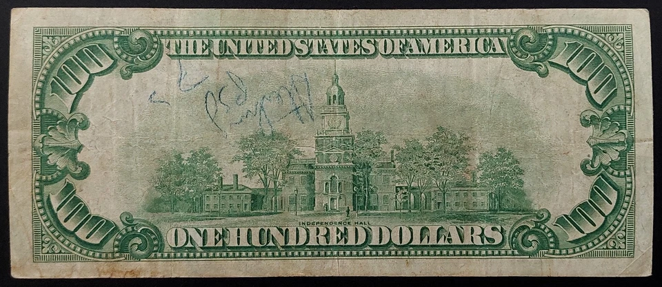 1928 $100 Federal Reserve Note "Big 7" Chicago! Gold Clause! Fr# 2150 G. - Image 4 of 4