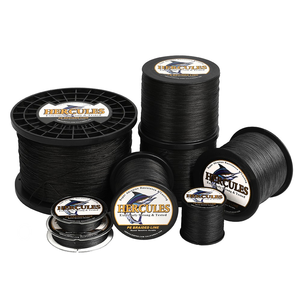 HERCULES Black PE Braided Fishing Line 8 Strands 10lbs-300lbs Hollow