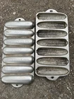 2 Wagner Ware Cast Iron Nickel Plated Corn Bread Pan Krusty Korn Kobs Jr. 1319A