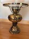 VTG Nickle/Brass Electrified Oil Lamp w/Glass Chimney & White Milk Shade 21×12" — photo 3