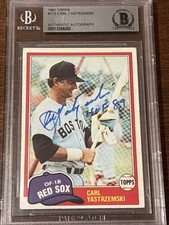 1981 Topps #110 Carl Yastrzemski Signed Auto HOF Inscription BAS Authenticated