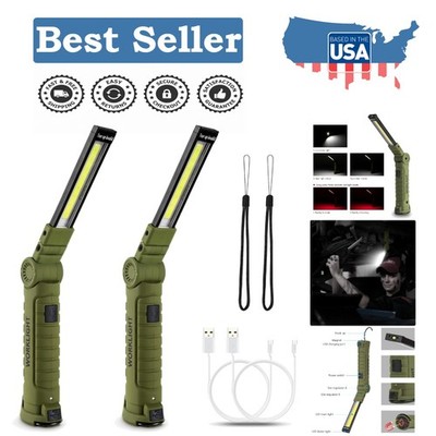 Rechargeable 1000 Lumens LED Work Light Set - 5 Modes & Hands-Free Magnet Base