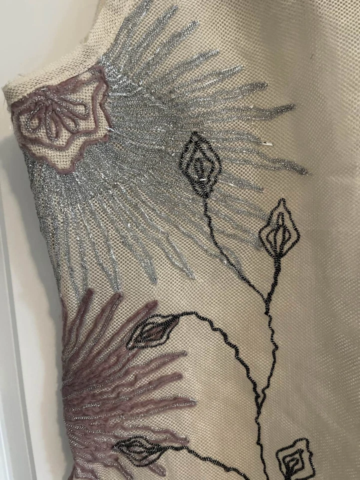 Project Alabama Embroidered Beaded Sheer Floral Cotton Ivory Tank - Image 2 of 4