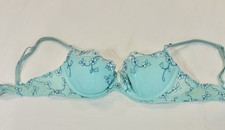 VINTAGE Victoria's Secret Dream Angels Push-Up Bra w/o Padding 34B Aqua Flowers