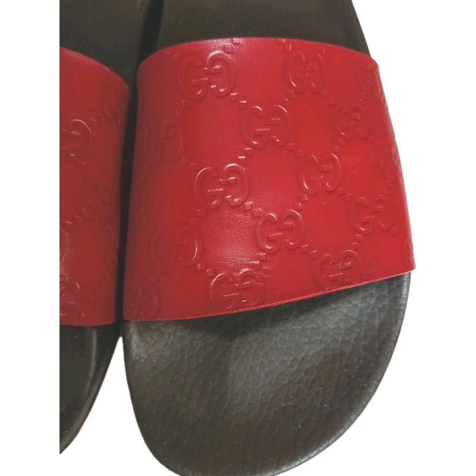 Gucci Mujer Hibisco Rojo Cuero GG Signature Slides Talla 40EU/9US Foto 4 de 4