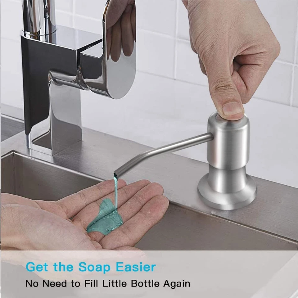 Dispensador de jabón para platos para fregadero de cocina (níquel cepillado), dispensador de jabón para fregadero de encimera Foto 2 de 4