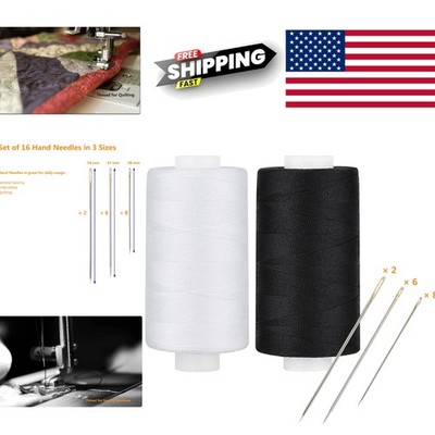 Versatile Polyester Thread 400 Yards Each in White and Black for Hand Sewing