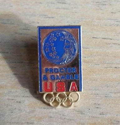 1984 Proctor And Gamble Team USA Olympic Rings Pin Gold Tone Sponsor