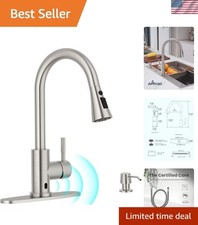 Touchless Kitchen Faucet, Brushed Nickel Motion Sensor Sink Faucets with Soap...