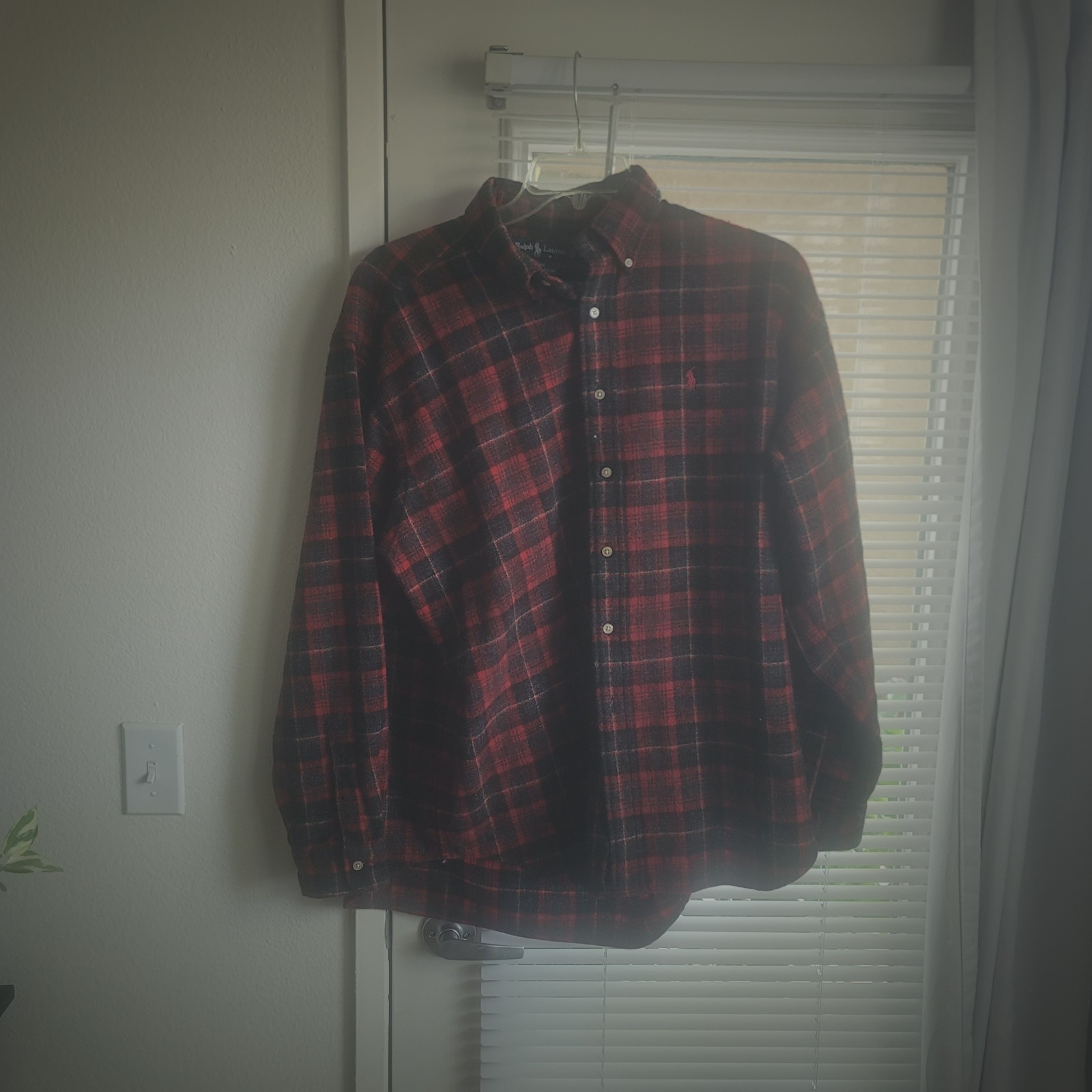 Vintage 90s Polo Ralph Lauren plaid wool button up shirt Size XL