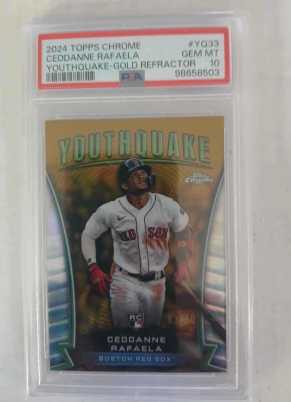 2024 Topps Chrome - Youthquake Ceddanne Rafaela #YQ-33 Gold Refractor /50 (RC)