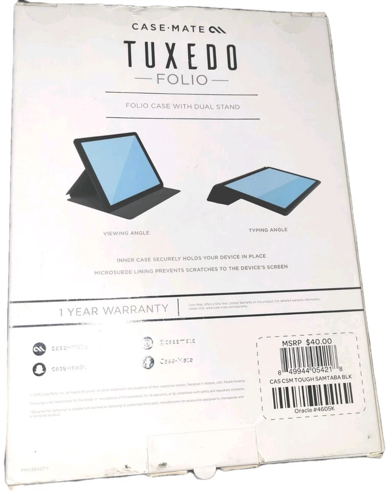 New Old Stock Case-Mate Tuxedo folio Case With Dual Stand Samsung Galaxy Tab A - Image 2 of 4