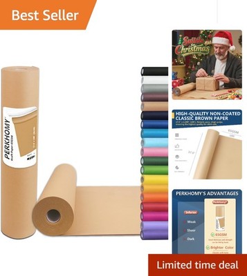 Eco-Friendly 70GSM Brown Kraft Paper Roll 17.5'' x 1200'' for Creative Projects