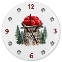 Uhu Mit Bollenhut Wanduhr Aus Mdf Schwarzwald Motiv