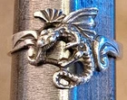 VINTAGE Sterling Silver FIGURAL WINGED DRAGON Tapered Band Ring size 7.25
