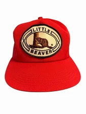 Red Little Beaver Patch SnapBack Trucker Mesh Hat  USA K-Products