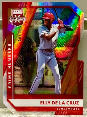 JERSEY # MATCH! 2021 Panini Elite Extra Edition #163 Elly De La Cruz 44/76! REDS
