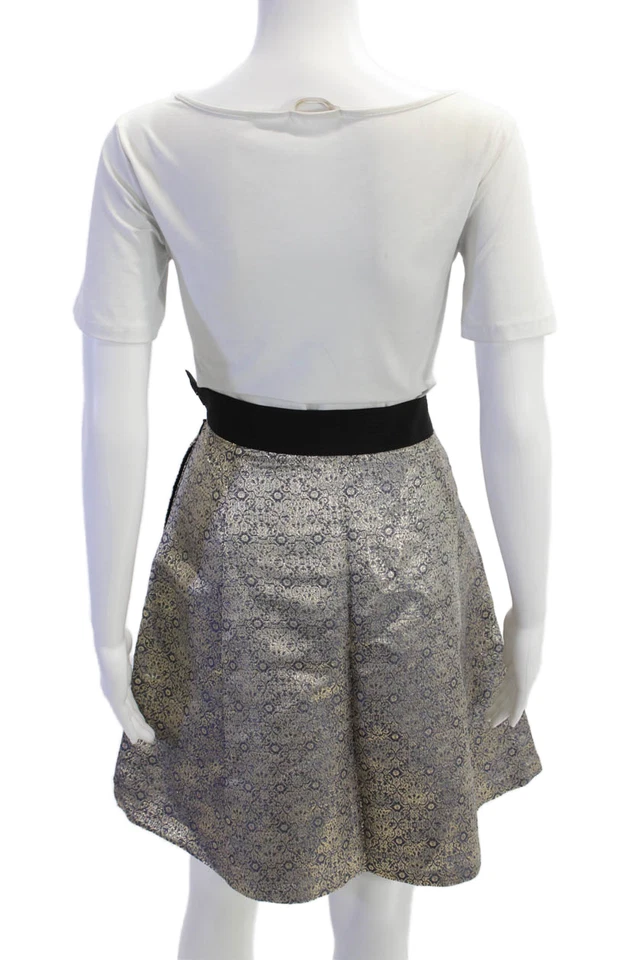 Falda Narciso Rodriguez For Design Nation para mujer línea A dorada azul talla 8 Foto 4 de 4