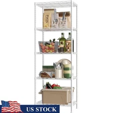 Adjustable Wire Shelving Unit 5-Tier Heavy Duty Storage Rack W/ Hooks & Liners