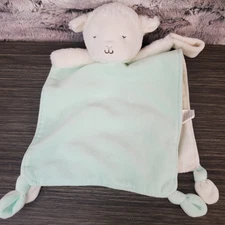 Carters White Lamb Sheep Lovey Mint Green Baby Security Blanket Pacifier Holder
