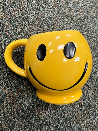 Vintage McCoy Smiley Face Coffee Cup Mug - 1970's Yellow