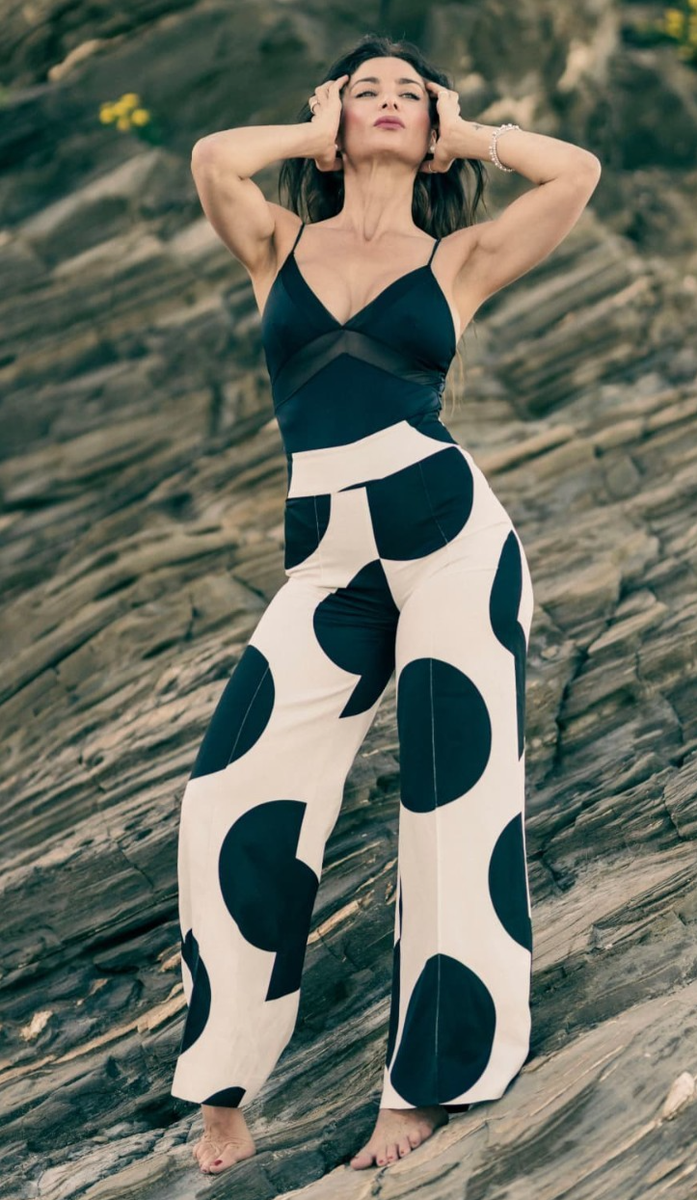 Zara ZW Collection Polka Dot Wide Leg Trousers Black White Size S
