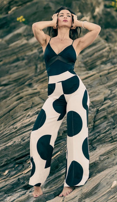 Zara ZW Collection Polka Dot Wide Leg Trousers Black White Size S