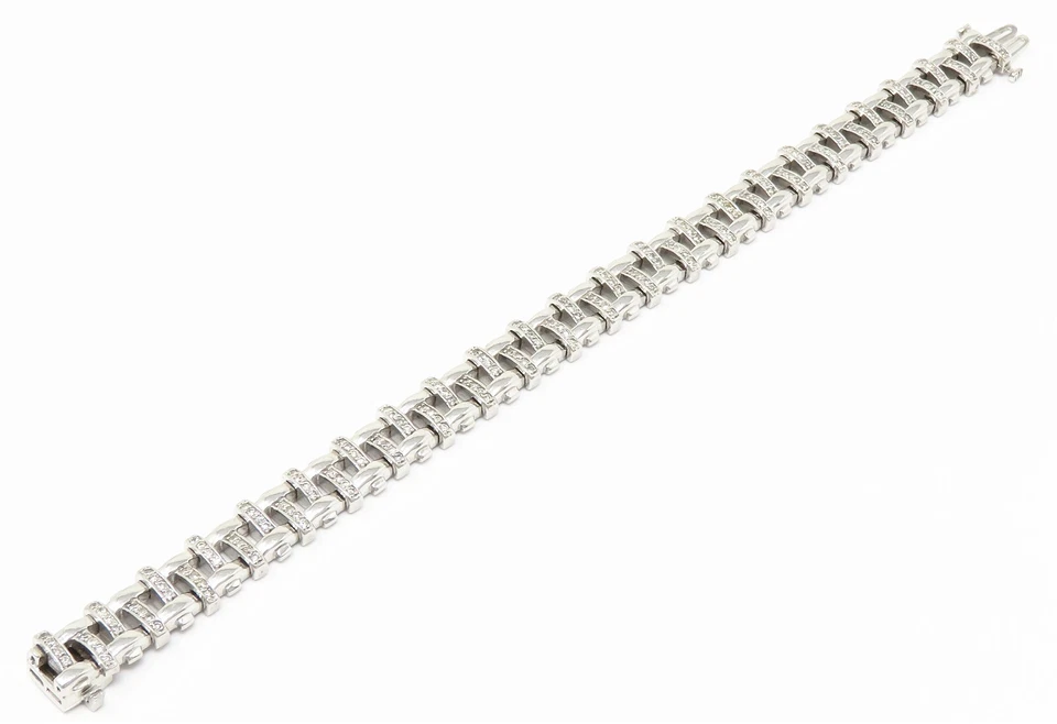 NYJEWEL BH Effy 14k White Gold Diamond 10mm Wide Bracelet 7" - Image 3 of 4