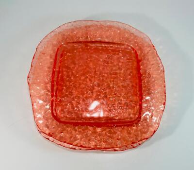 Set of Pier Pink Glass Square Salad Dessert Plates 8