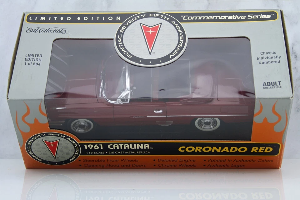 RC2 ERTL Pontiac 75th Anniversary 1961 Catalina Convertible Coronado Red 1:18 - Image 2 of 4