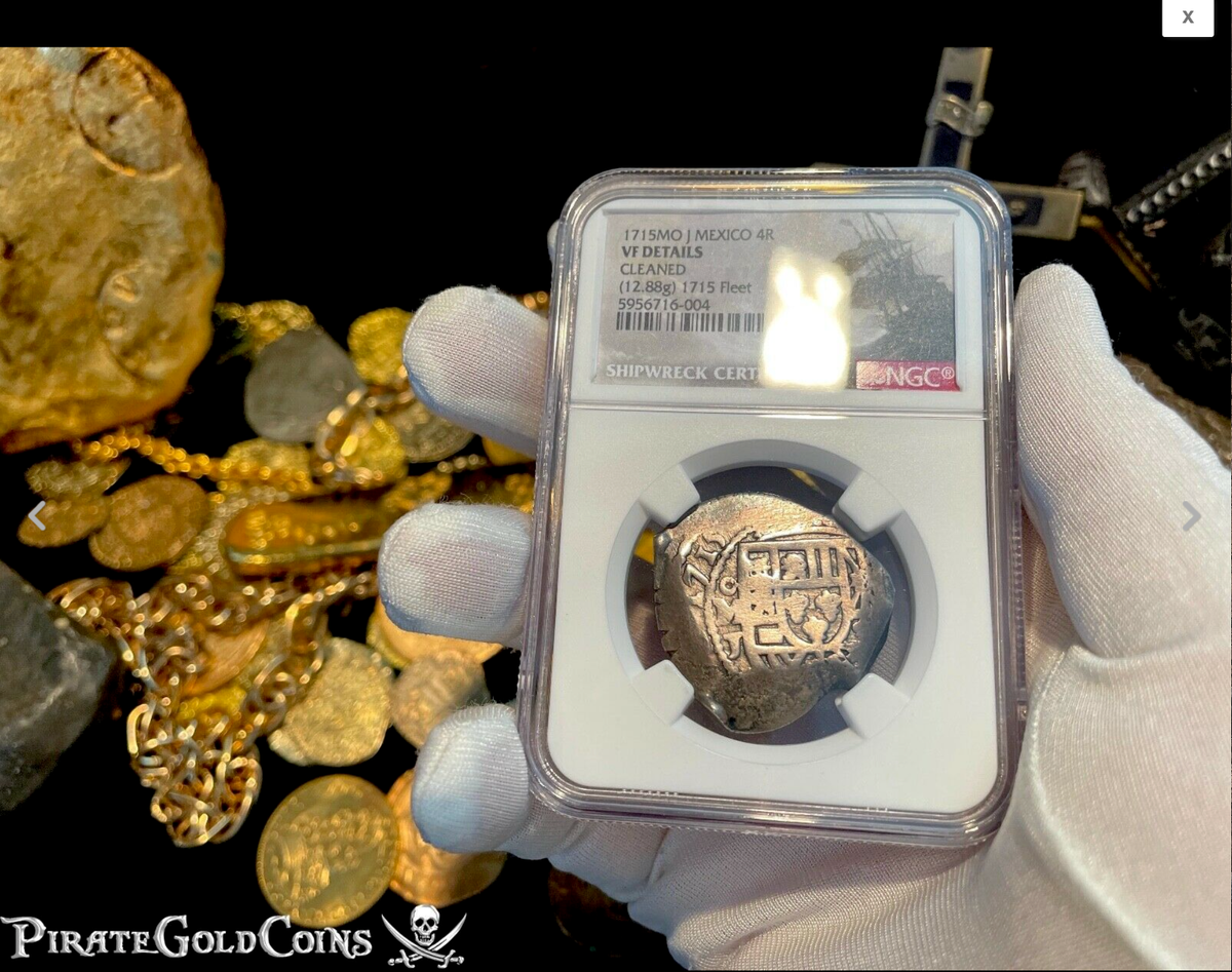 MEXICO 1715 FLEET NGC FULL DATE 4 REALES PIRATE SILVER SHIPWRECK