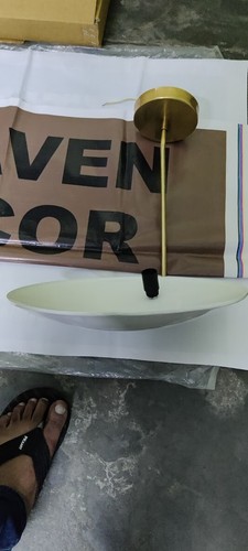 Mid Century Modern 2 Disk Shade Wall Sconce - Brass Wall Light Fixture by H D - Picture 10 of 14