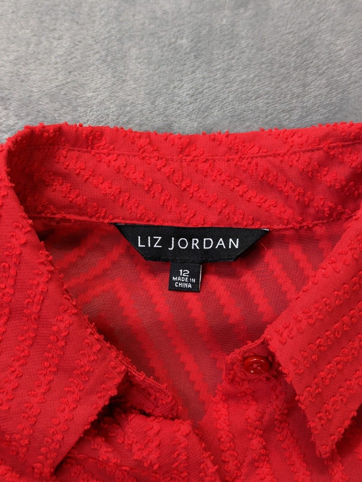 Red 7 Color Liz Jordan womans blouse size 12 red in color in good pre-owned ...