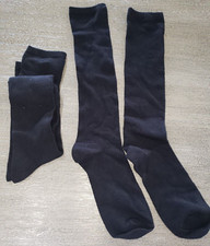 2 pair girls women BLACK KNEE HI SOCKS NEW NWOT one size