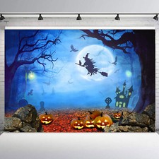 10x8ft Pumpkin Dead Tree Witch Crow Halloween Photo Background Studio Props