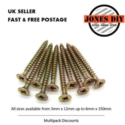 WOOD SCREWS 3x10mm - 6x150mm COUNTERSUNK WOOD SCREW TIMCO CHIPBOARD WOODSCREWS