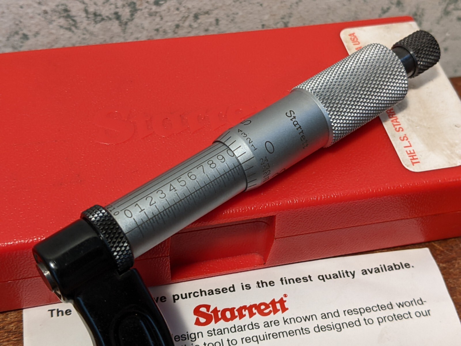 STARRETT 01 Inch MICROMETER NO 436 TXRL w/ CASE .0001 CARBIDE