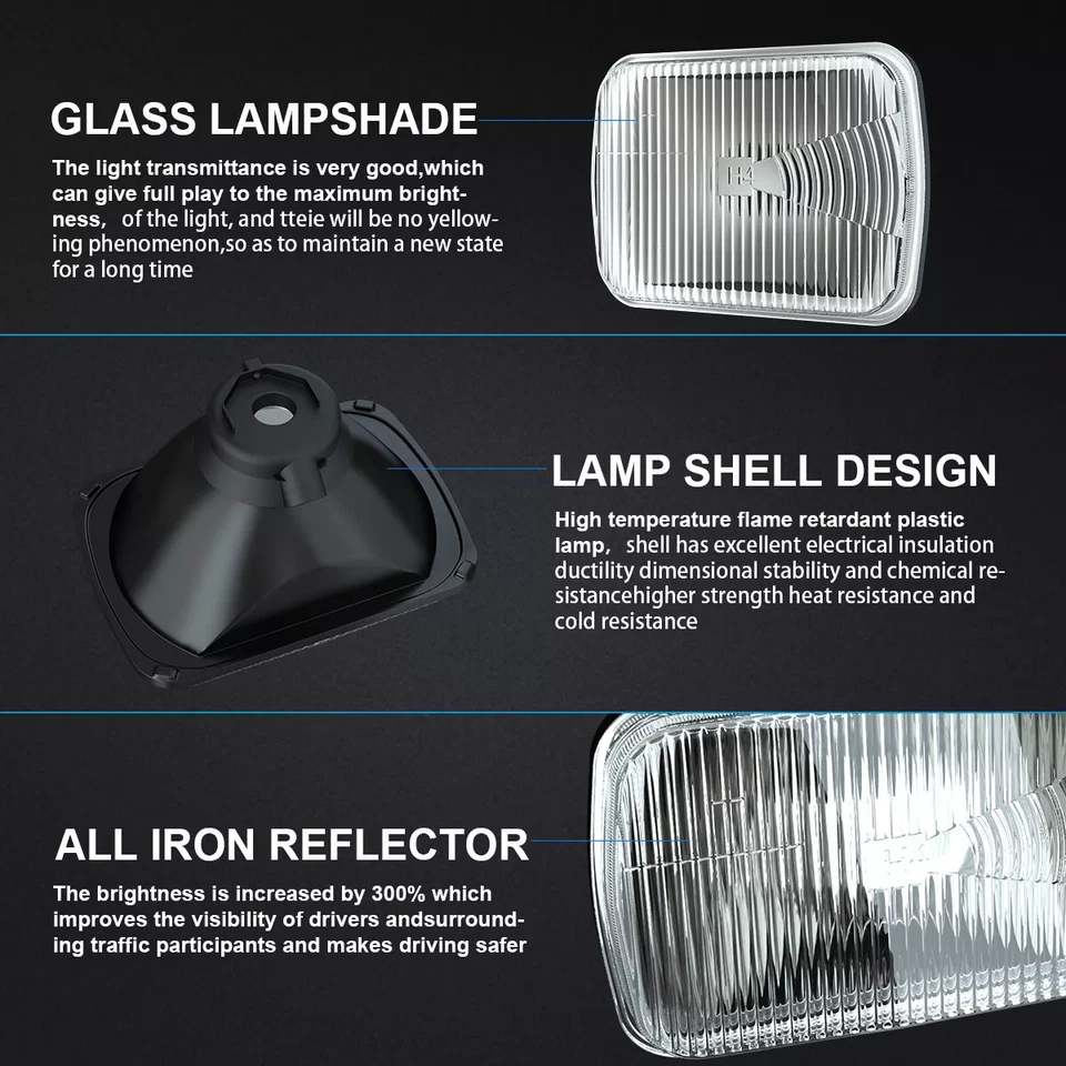 Par de faros LED DRL 5x7" 7x6" para Ford E-150 E-250 Econoline Van Club Wagon Foto 3 de 4