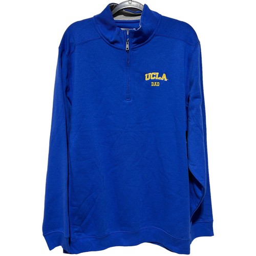 Pullover Boxercraft uomo colletto UCLA papà pile quarto zip blu royal 2XL nuovo con etichette