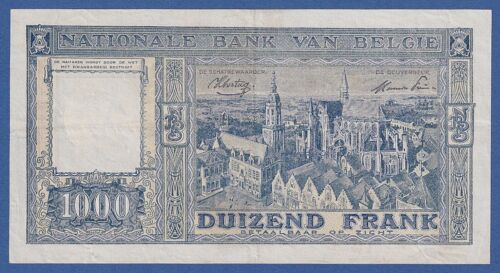 BELGICA / BELGIUM -- 1000 FRANCS ( 13.11.1944 ) -- MBC / VF -- PICK 128b . - Bild 2 von 2