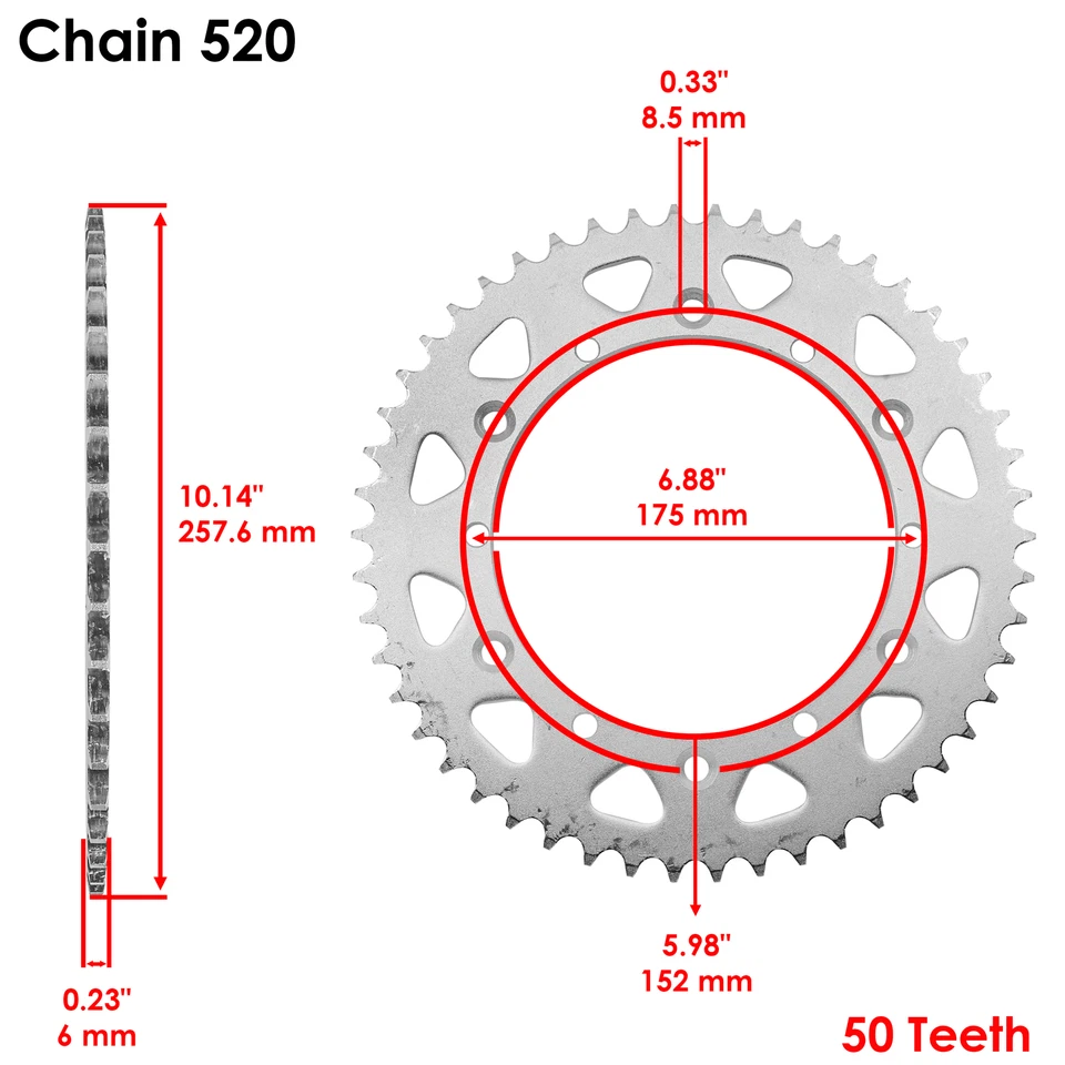 Cadena de transmisión y piñones Caltric para Yamaha YZ125 1985 520 paso 114 eslabones Foto 4 de 4