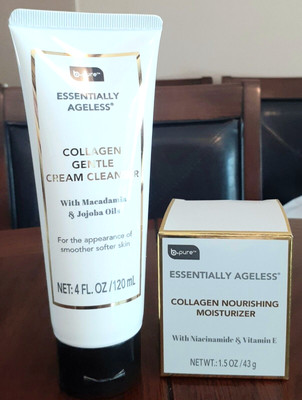 B PURE COLLAGEN GENTLE CREAM CLEANSER & NOURISHING MOISTURIZER 1.5 - 4 OZ NEW